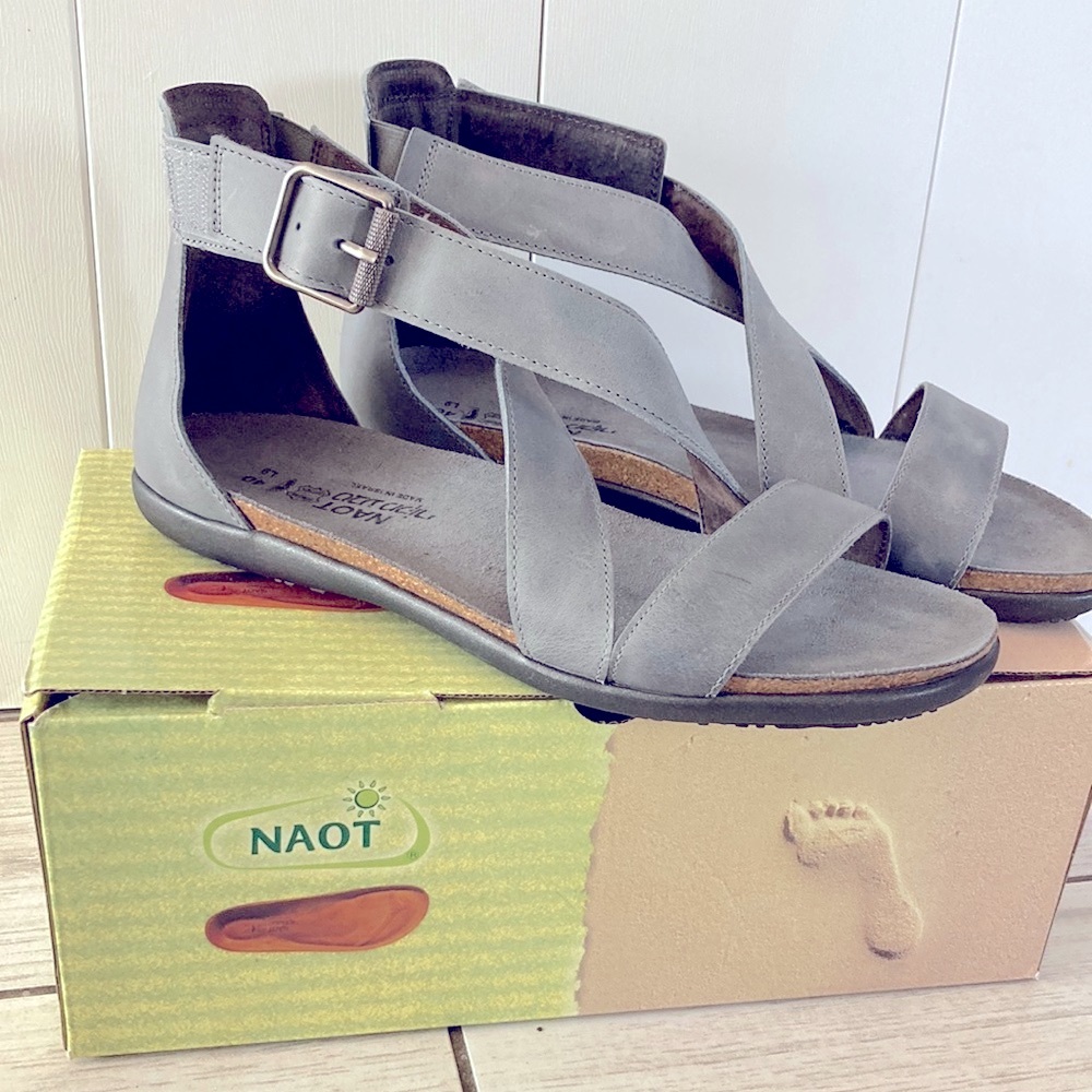 Not for sale ** Naot Grey Leather Sandals Size 40